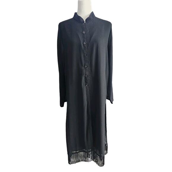 Anthony Original S Asian Style Duster Kimono Cover Up With Fringes And Sequins - Picture 2 of 9